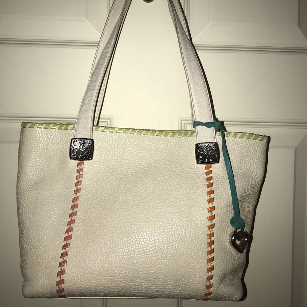 Brighton white leather with color stitching detail